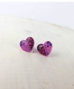mini pendientes corazon de papel pintados mano