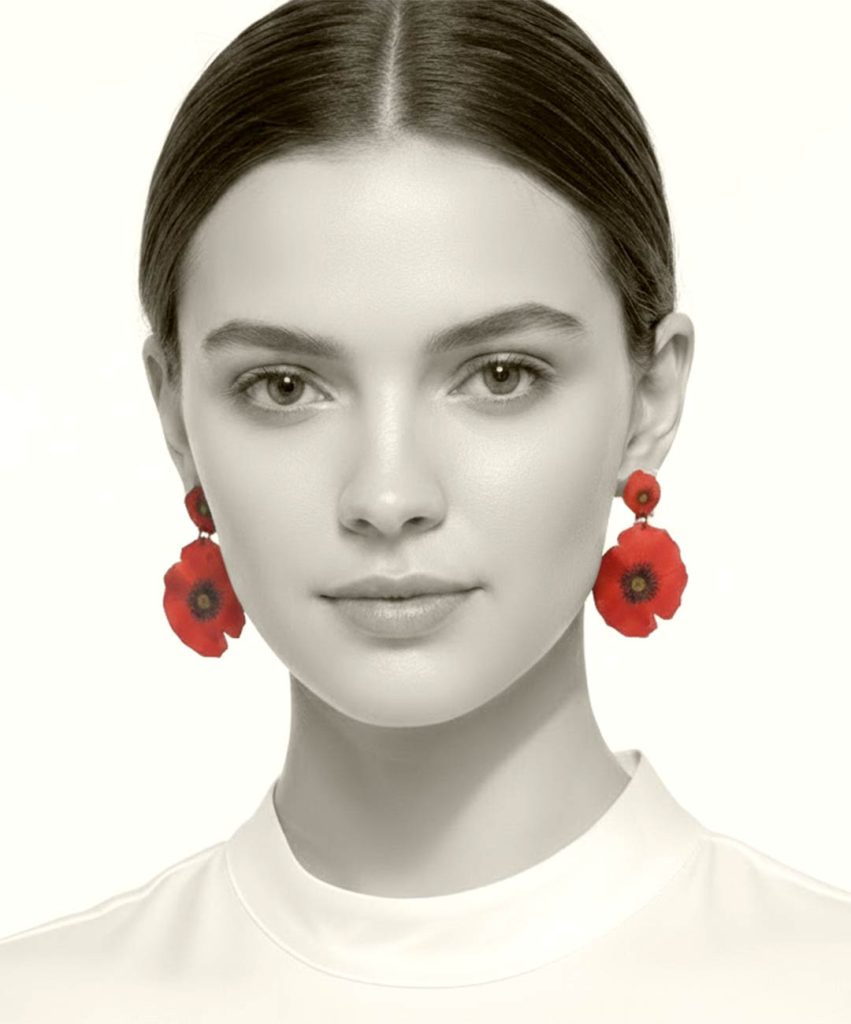 pendientes de amapola hechos con papel