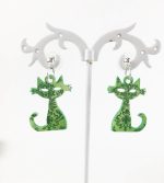 pendiente gato con gancho de plata