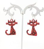 pendiente gato con gancho de plata