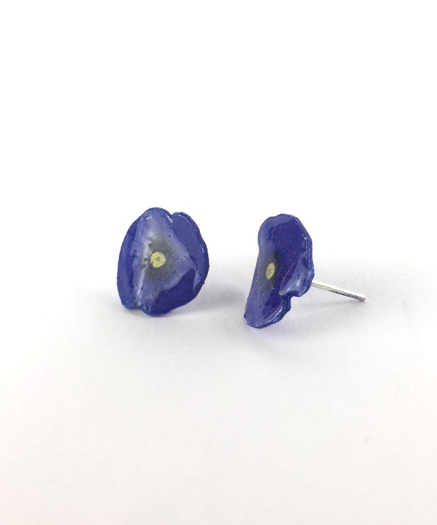 pendientes de flor PENSAMIENTO hechos con papel