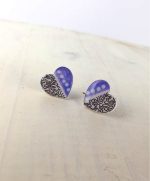 mini pendientes corazon de papel pintados mano