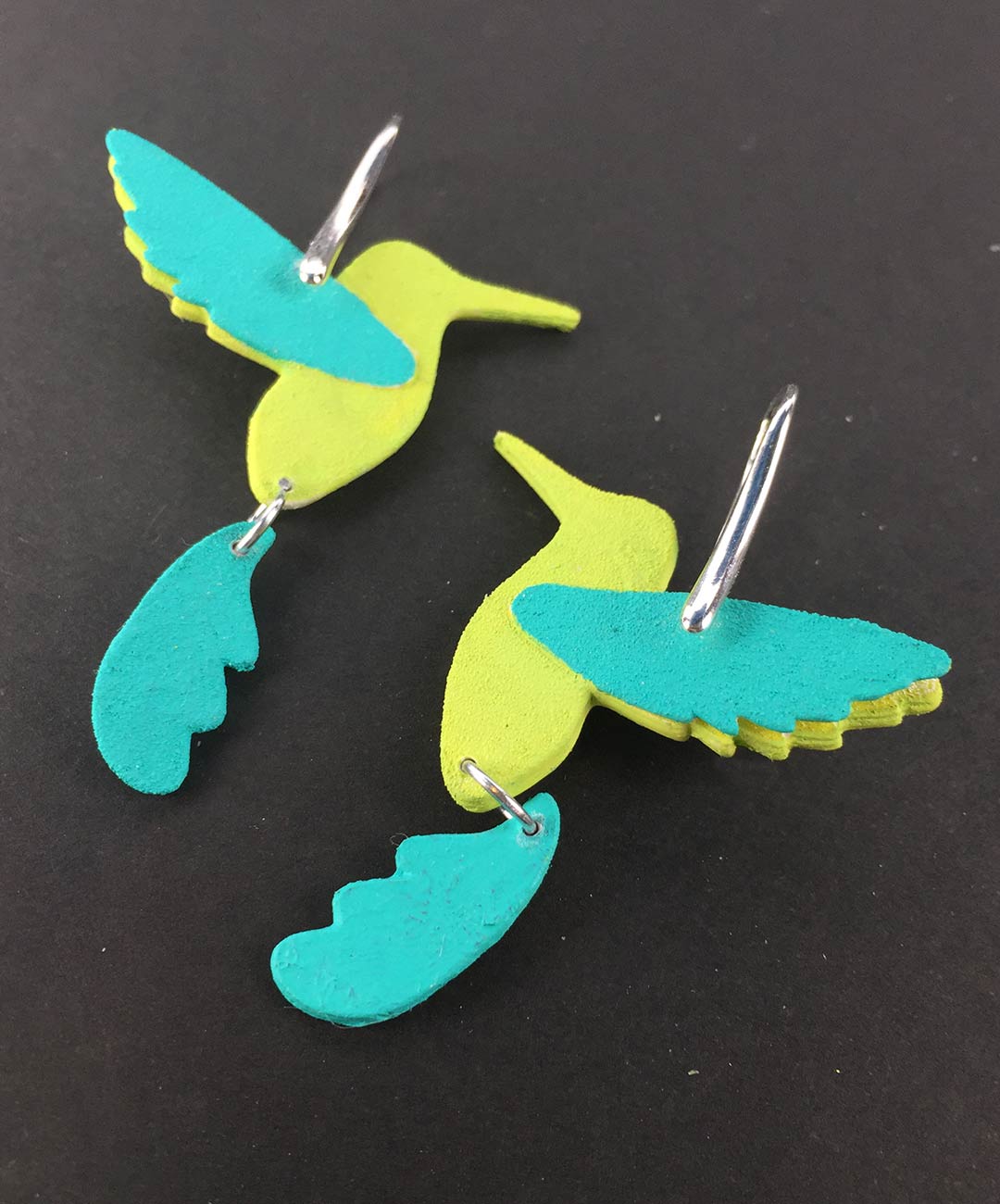 5 pendientes colibrí de papel y plata