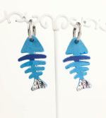 PENDIENTE RASPA PEZ divertido de papel reciclado y plata