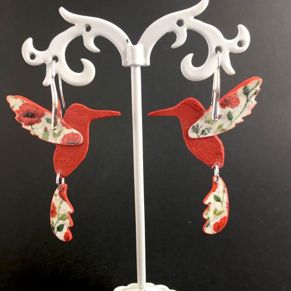 pendientes colibrí de papel y plata