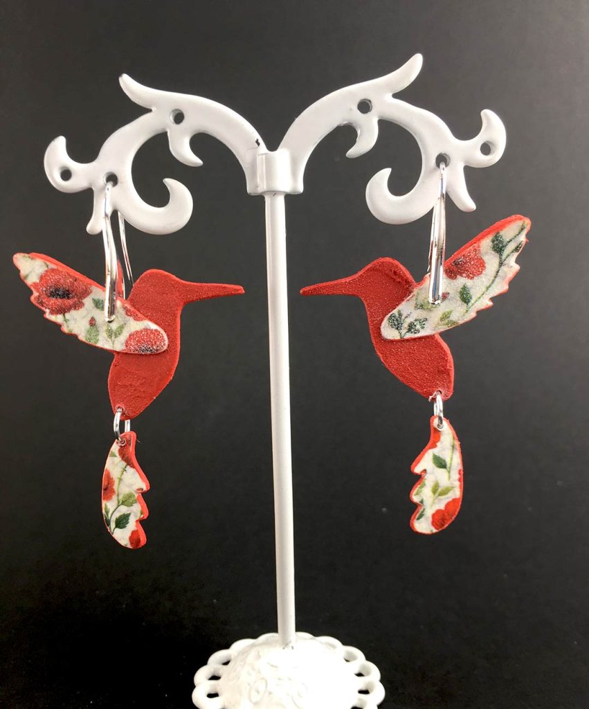 pendientes colibrí de papel y plata