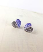 mini pendientes corazon de papel pintados mano