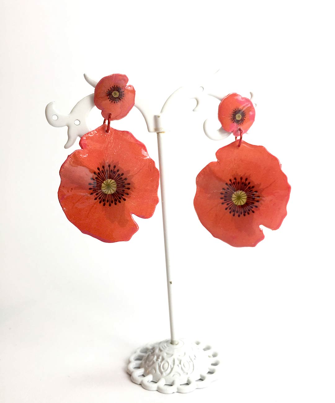 8 pendientes de amapola hechos con papel