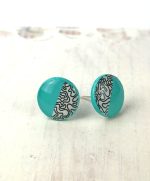 pendientes mini de papel y resina. Pendientes de botón