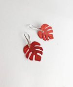 pendientes hoja de monstera papel reciclado