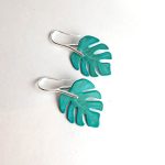 pendientes hoja de monstera papel reciclado