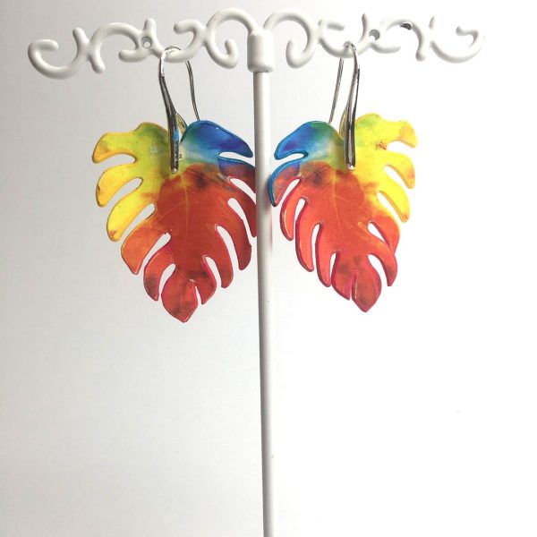 pendiente hoja de monstera original papel