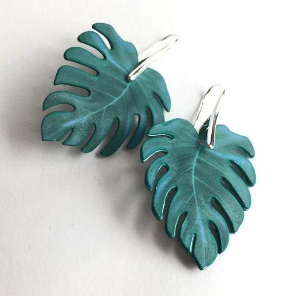 pendiente hoja de monstera original papel