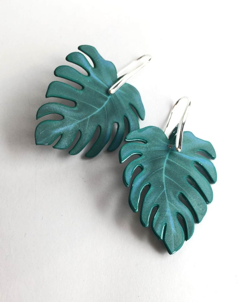 pendiente hoja de monstera original papel