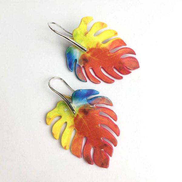 pendiente hoja de monstera original papel