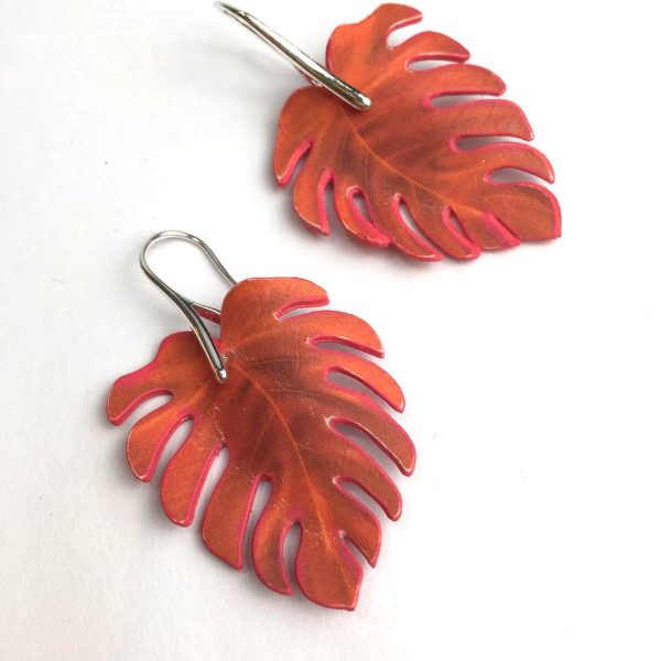 pendiente hoja de monstera original papel