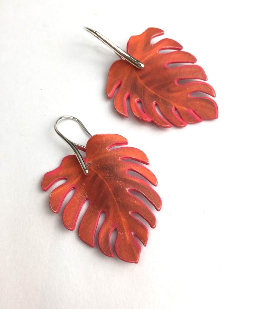 pendiente hoja de monstera original papel