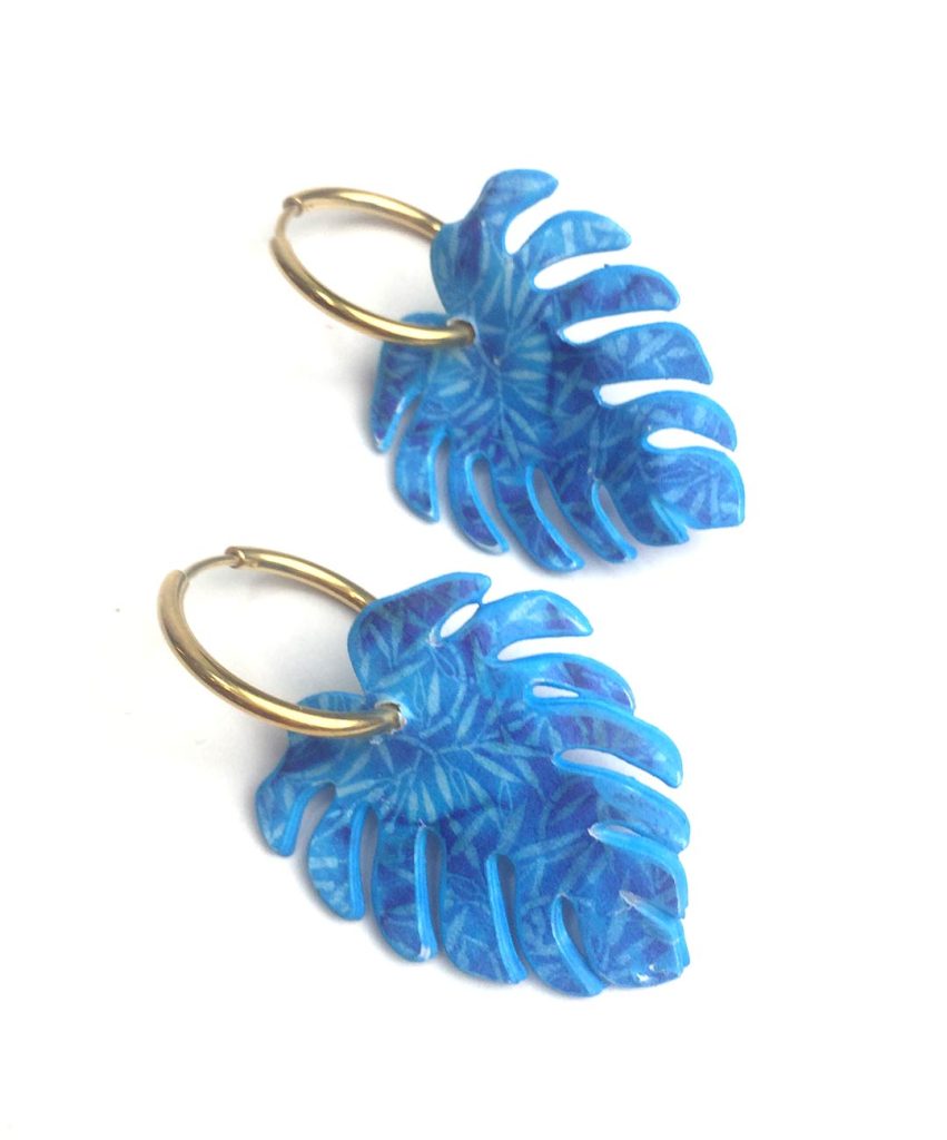 pendiente hoja de monstera original papel