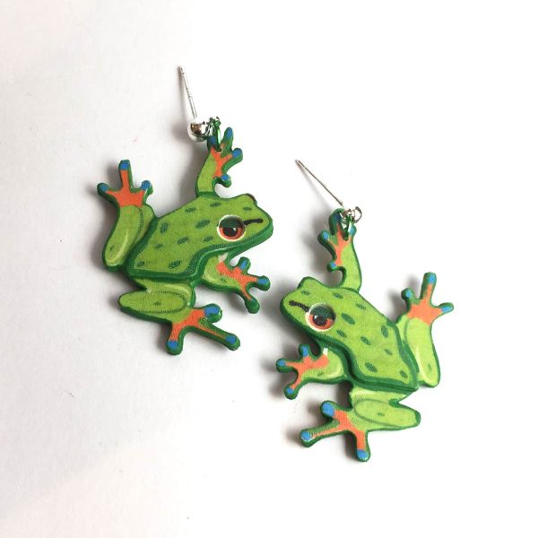 pendiente rana original papel