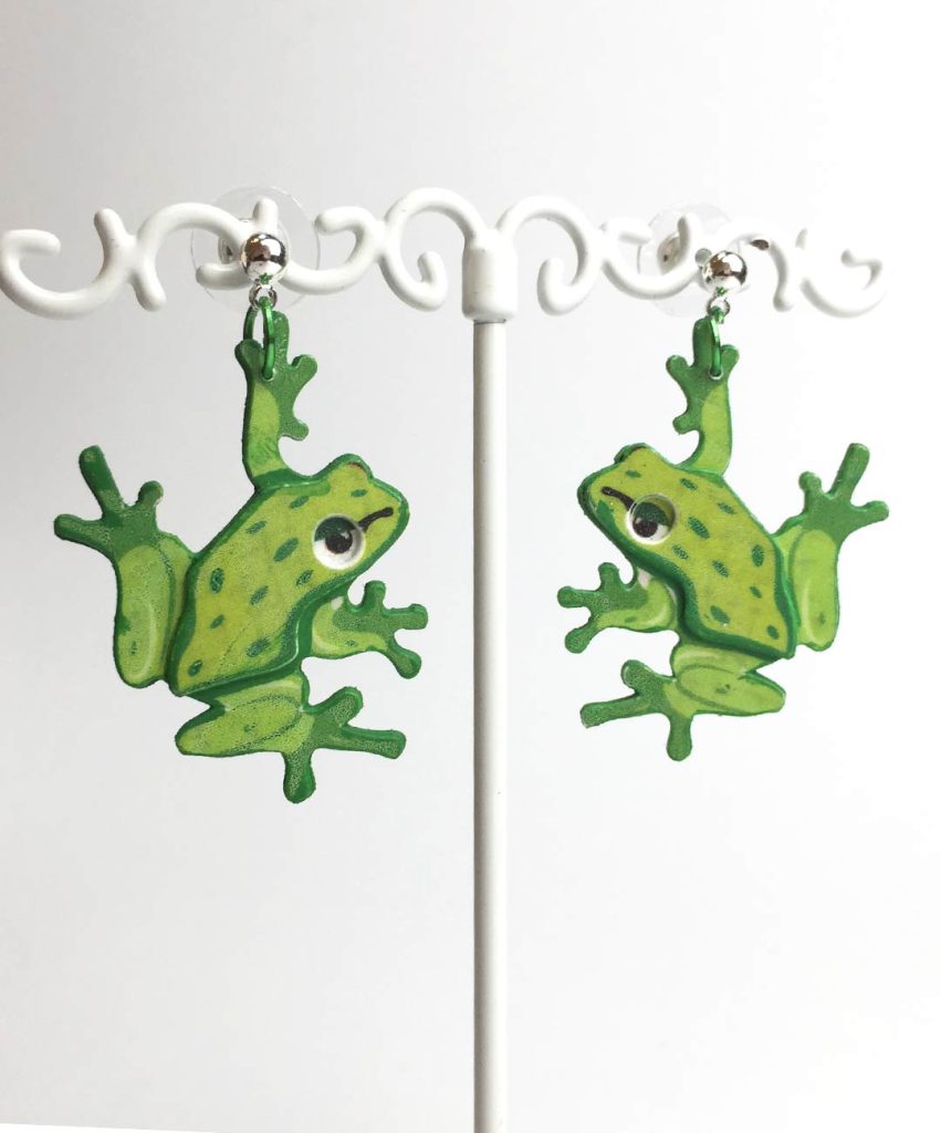 pendiente rana original papel