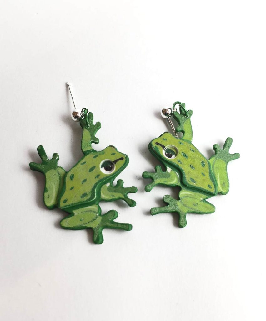 pendiente rana original papel