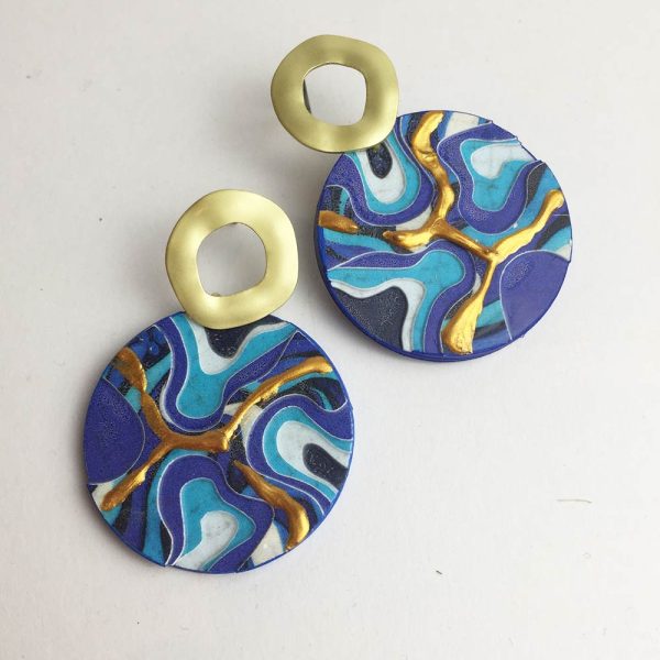 Pendientes plasma con papel reciclado y pintados a mano
