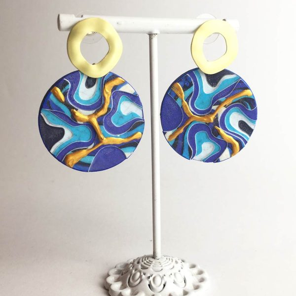 Pendientes plasma con papel reciclado y pintados a mano