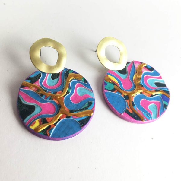 Pendientes plasma con papel reciclado y pintados a mano