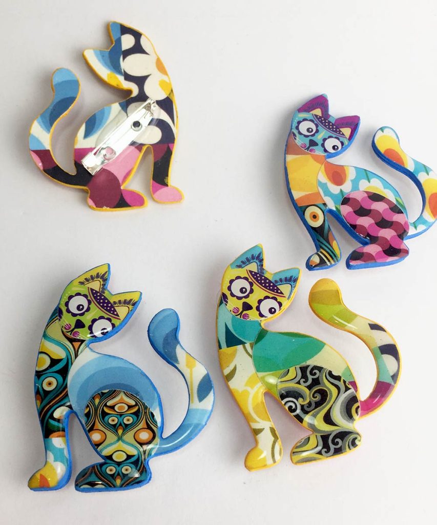 Broche papel reciclado divertido animales