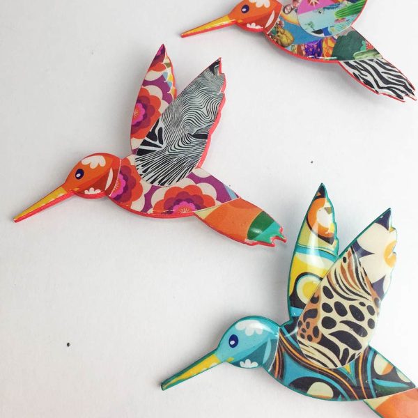 Broche papel reciclado divertido animales