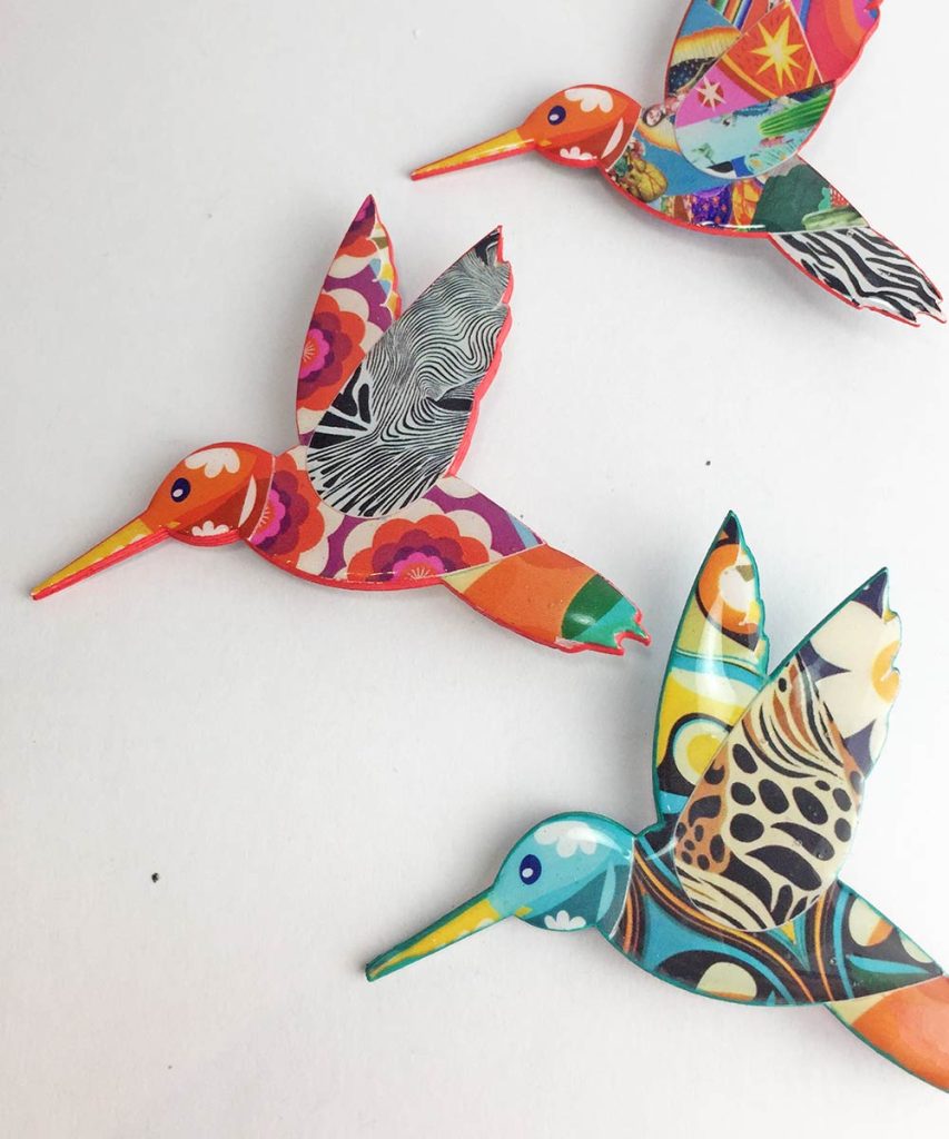 Broche papel reciclado divertido animales