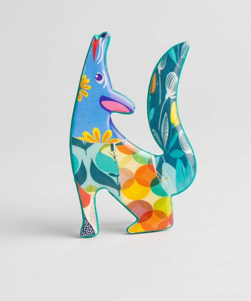 Broche papel reciclado divertido animales