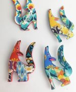 Broche papel reciclado divertido animales