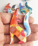 Broche papel reciclado divertido animales
