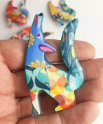 Broche papel reciclado divertido animales