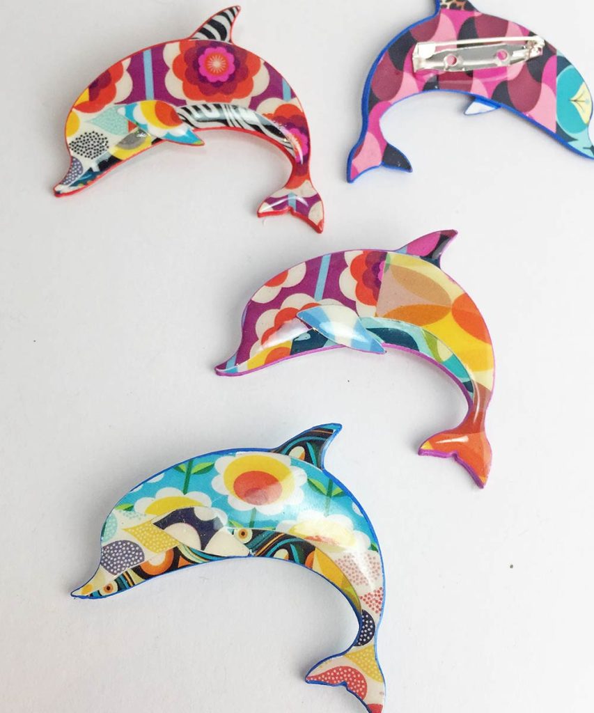 Broche papel reciclado divertido animales