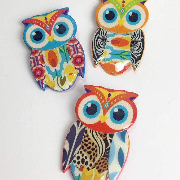 Broche papel reciclado divertido animales