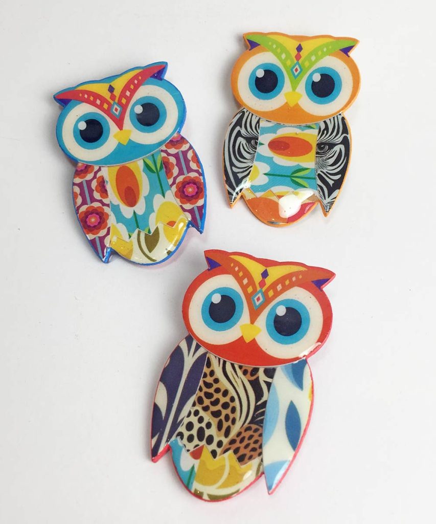 Broche papel reciclado divertido animales