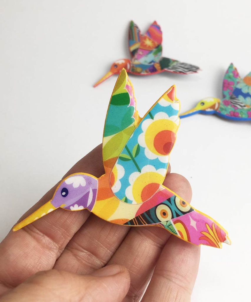 Broche papel reciclado divertido animales