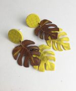 pendientes hoja de monstera papel reciclado