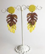 pendientes hoja de monstera papel reciclado