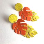 pendientes hoja de monstera papel reciclado