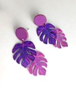 pendientes hoja de monstera papel reciclado