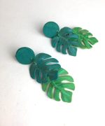 pendientes hoja de monstera papel reciclado