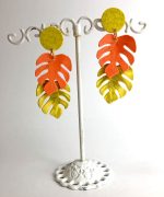 pendientes hoja de monstera papel reciclado