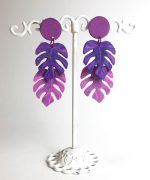 pendientes hoja de monstera papel reciclado