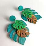 pendientes hoja de monstera papel reciclado