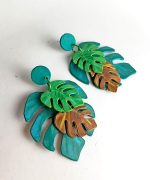 pendientes hoja de monstera papel reciclado