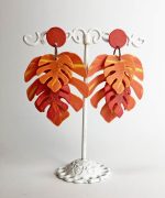 pendientes hoja de monstera papel reciclado