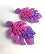 pendientes hoja de monstera papel reciclado